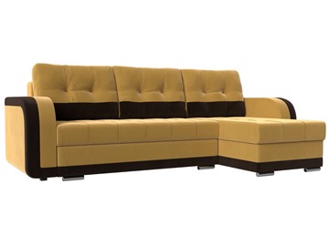 Угловой раскладной диван Марсель, Желтый/Коричневый (микровельвет) в Магадане