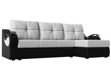 Угловой диван Меркурий, Белый/черный (экокожа) в Магадане