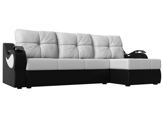 Угловой диван Меркурий, Белый/черный (экокожа) в Магадане - изображение