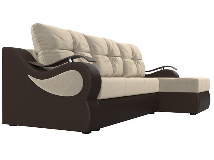 Угловой диван Меркурий, Бежевый/коричневый (вельвет/экокожа) в Магадане - изображение 2