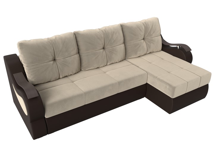 Угловой диван Меркурий, Бежевый/коричневый (вельвет/экокожа) в Магадане - изображение 4