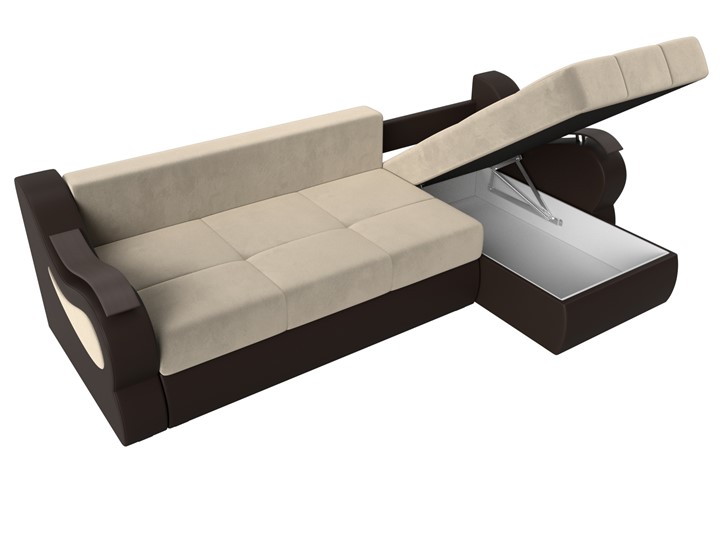 Угловой диван Меркурий, Бежевый/коричневый (вельвет/экокожа) в Магадане - изображение 6