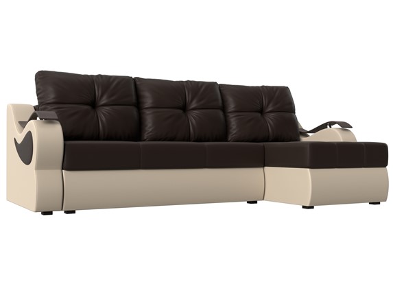 Угловой диван Меркурий, Коричневый/бежевый (экокожа) в Магадане - изображение