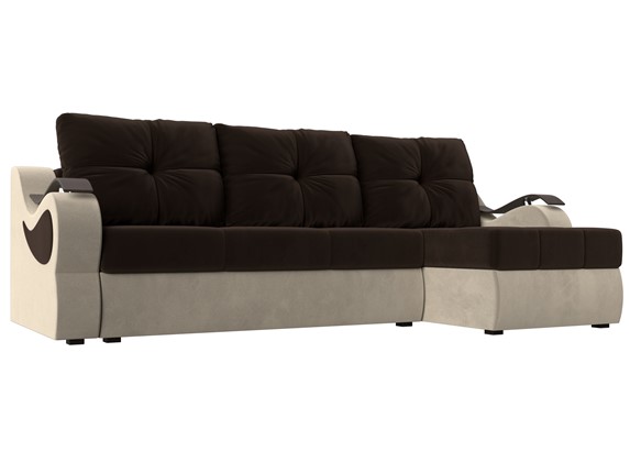 Угловой диван Меркурий, Коричневый/бежевый (вельвет) в Магадане - изображение