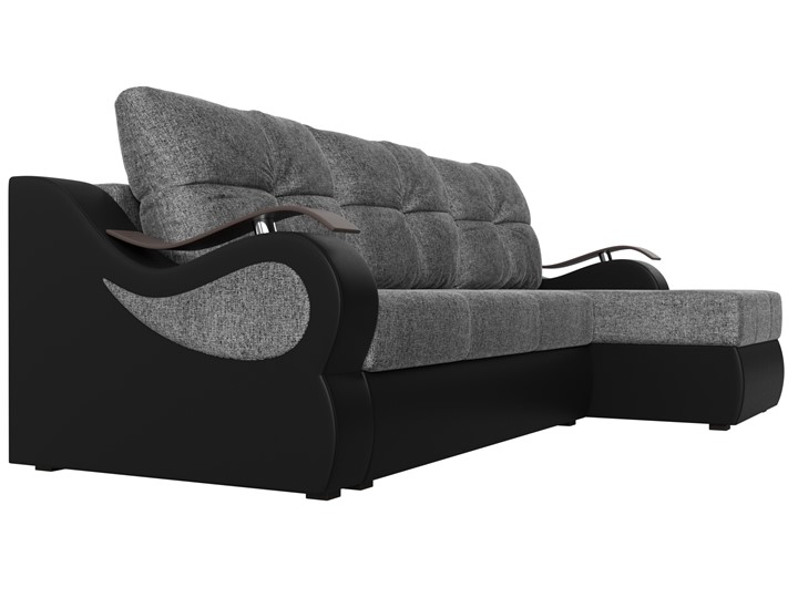 Угловой диван Меркурий, Серый/черный (рогожка/экокожа) в Магадане - изображение 2