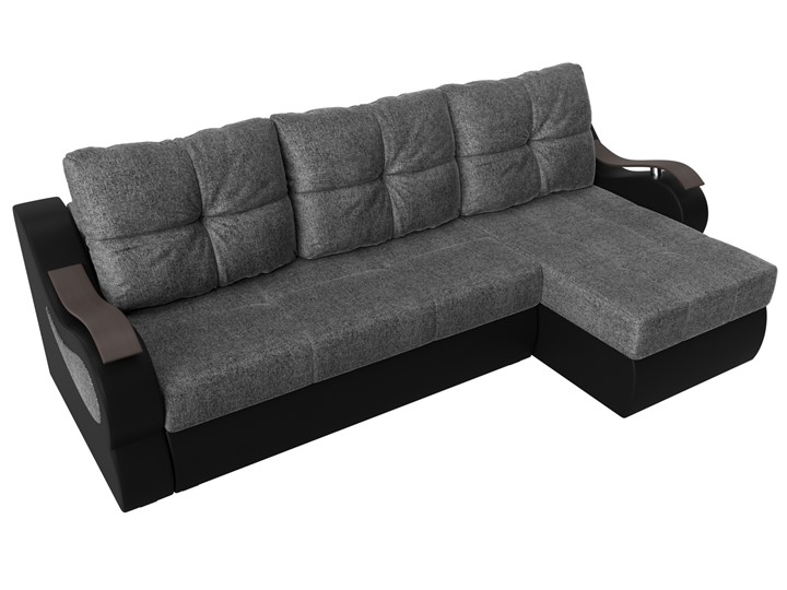 Угловой диван Меркурий, Серый/черный (рогожка/экокожа) в Магадане - изображение 4