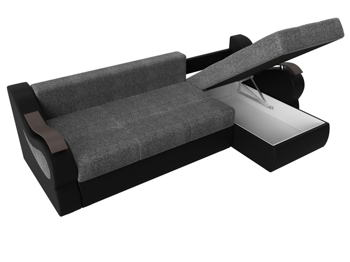 Угловой диван Меркурий, Серый/черный (рогожка/экокожа) в Магадане - изображение 6