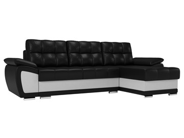 Угловой диван для гостиной Нэстор, Черный/Белый (экокожа) в Магадане - предосмотр