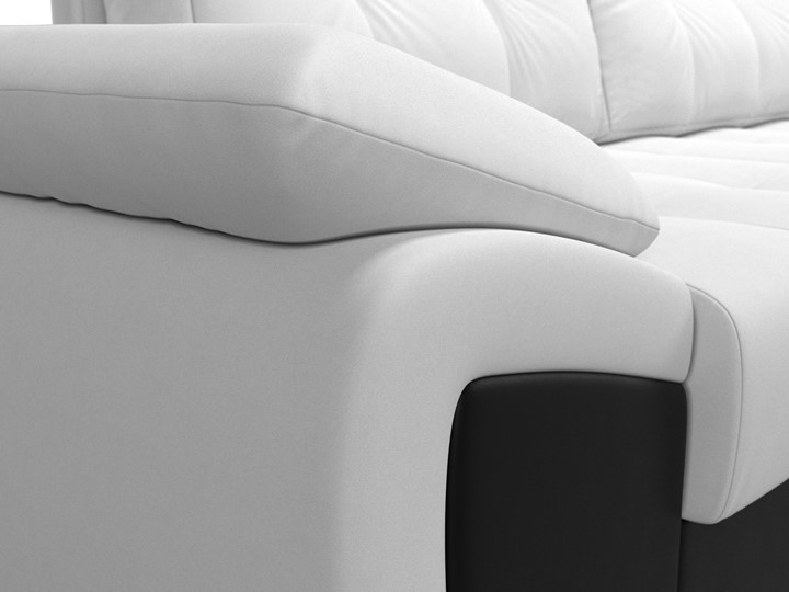 Угловой раскладной диван Нэстор прайм, Белый/Черный (экокожа) в Магадане - изображение 5