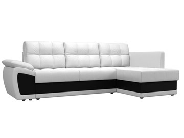 Угловой раскладной диван Нэстор прайм, Белый/Черный (экокожа) в Магадане - предосмотр