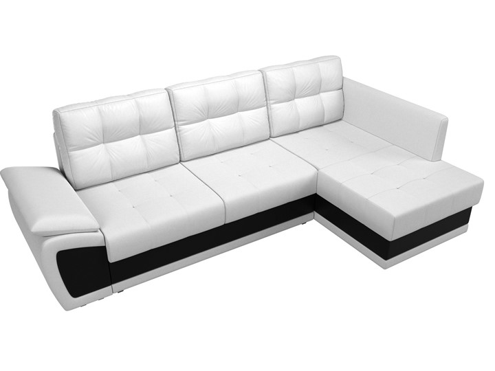 Угловой раскладной диван Нэстор прайм, Белый/Черный (экокожа) в Магадане - изображение 7