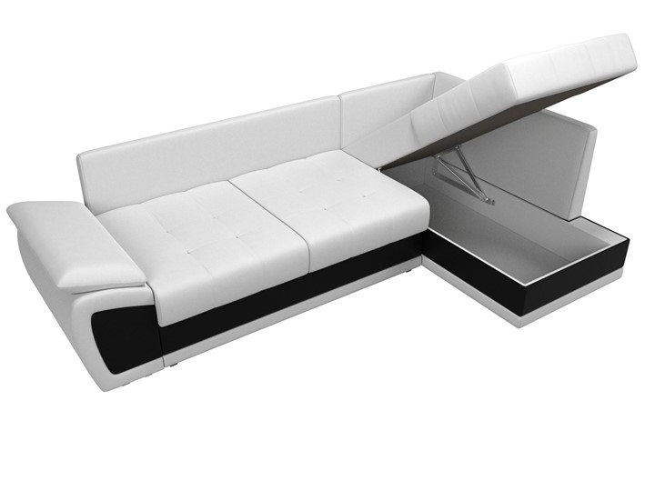 Угловой раскладной диван Нэстор прайм, Белый/Черный (экокожа) в Магадане - изображение 8