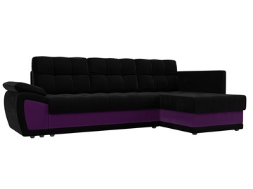 Угловой диван для гостиной Нэстор прайм, Черный/Фиолетовый (микровельвет) в Магадане