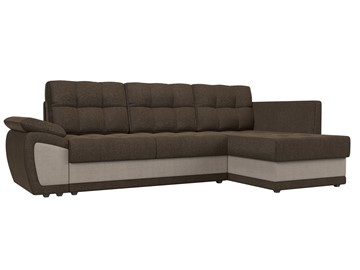 Угловой диван для гостиной Нэстор прайм, Коричневый/Бежевый (рогожка) в Магадане