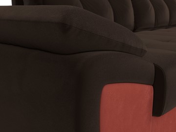 Угловой раскладной диван Нэстор прайм, Коричневый/Коралловый (микровельвет) в Магадане - предосмотр 5