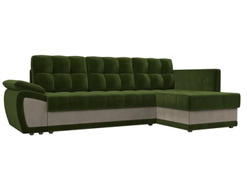 Угловой диван для гостиной Нэстор прайм, Зеленый/Бежевый (микровельвет) в Магадане - предосмотр