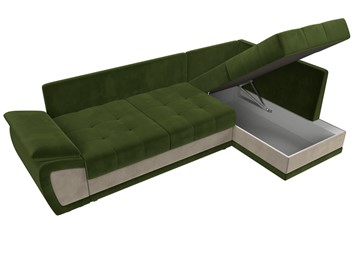 Угловой диван для гостиной Нэстор прайм, Зеленый/Бежевый (микровельвет) в Магадане - предосмотр 8