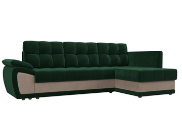 Угловой диван для гостиной Нэстор прайм, Зеленый/Бежевый (велюр) в Магадане