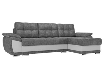 Угловой диван для гостиной Нэстор, Серый/Белый (рогожка/экокожа) в Магадане - предосмотр
