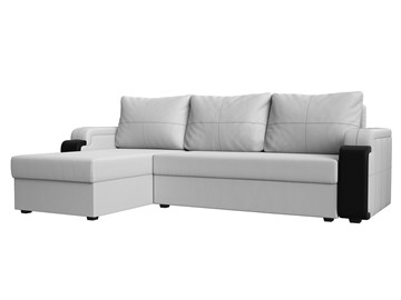 Угловой диван с оттоманкой Николь лайт, Белый/Черный (экокожа) в Магадане