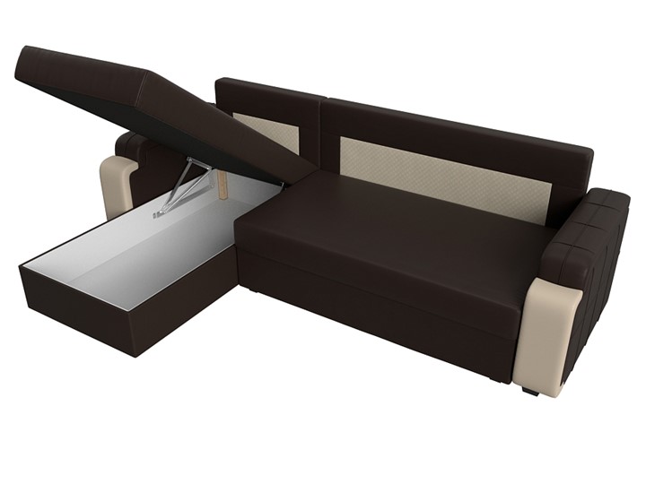 Угловой диван с оттоманкой Николь лайт, Коричневый/Бежевый (экокожа) в Магадане - изображение 7