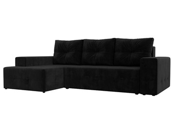 Угловой раскладной диван Перри, Черный (велюр) в Магадане - предосмотр