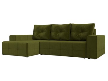 Угловой диван с оттоманкой Перри, Зеленый (микровельвет) в Магадане
