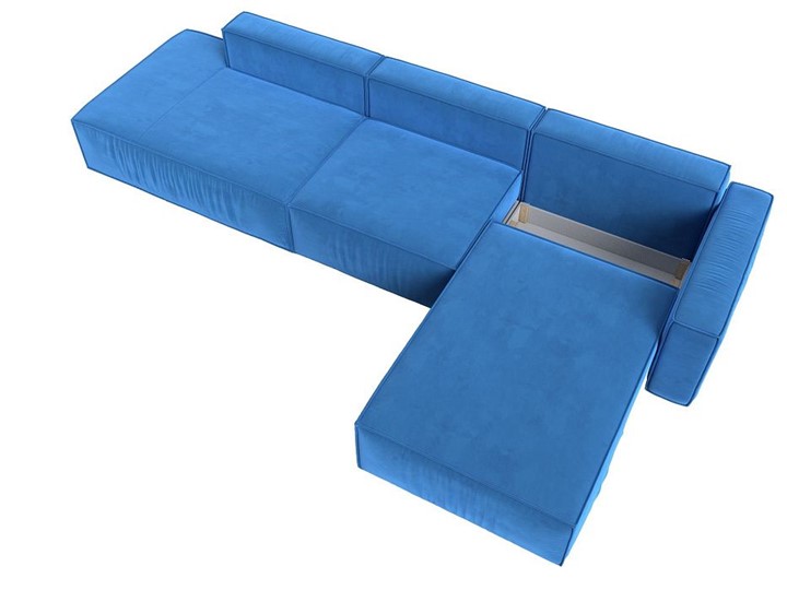 Угловой диван Прага Модерн лонг, Голубой (Велюр) в Магадане - изображение 1