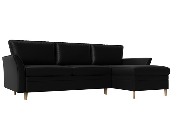 Угловой раскладной диван София, Черный (экокожа) в Магадане - изображение