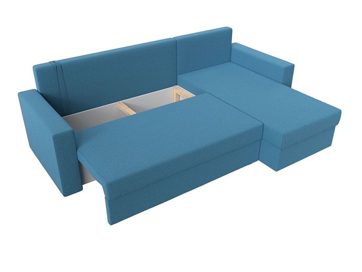 Угловой диван с оттоманкой Траумберг Лайт, Амур голубой (Рогожка) в Магадане - изображение 1