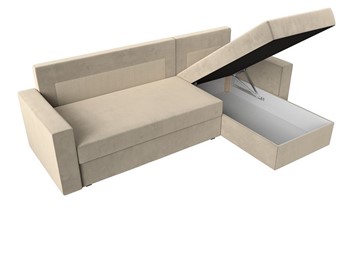 Угловой диван с оттоманкой Траумберг Лайт, Бежевый (микровельвет) в Магадане - предосмотр 3