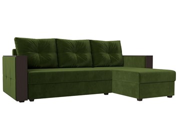 Угловой раскладной диван Валенсия Лайт, Зеленый (Микровельвет) в Магадане