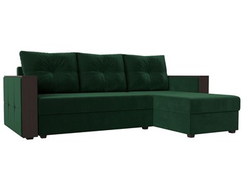 Угловой раскладной диван Валенсия Лайт, Зеленый (Велюр) в Магадане