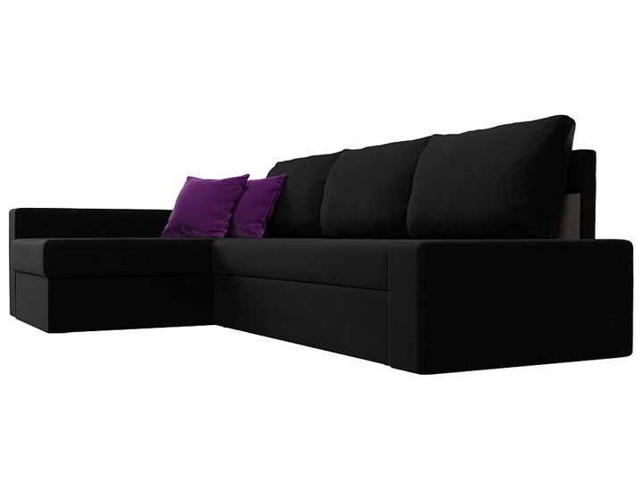 Угловой диван для гостиной Версаль, Черный/Фиолетовый (микровельвет) в Магадане - изображение 2