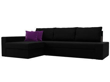 Угловой диван для гостиной Версаль, Черный/Фиолетовый (микровельвет) в Магадане - предосмотр