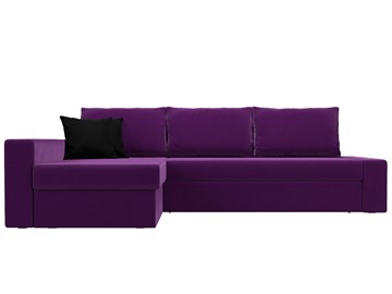Угловой диван для гостиной Версаль, Фиолетовый/Черный (микровельвет) в Магадане - предосмотр 1