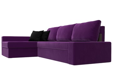 Угловой диван для гостиной Версаль, Фиолетовый/Черный (микровельвет) в Магадане - предосмотр 2