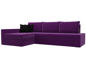 Угловой диван для гостиной Версаль, Фиолетовый/Черный (микровельвет) в Магадане - предосмотр