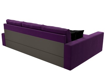 Угловой диван для гостиной Версаль, Фиолетовый/Черный (микровельвет) в Магадане - предосмотр 7