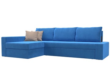 Угловой диван для гостиной Версаль, Голубой/Бежевый (велюр) в Магадане