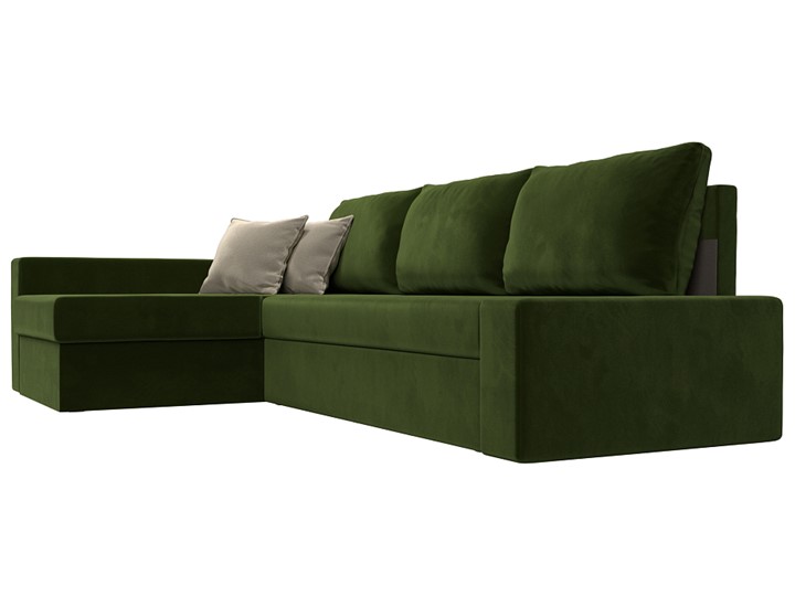 Угловой диван для гостиной Версаль, Зеленый/Бежевый (микровельвет) в Магадане - изображение 2