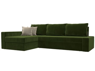 Угловой диван для гостиной Версаль, Зеленый/Бежевый (микровельвет) в Магадане
