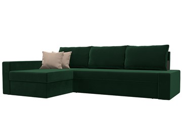 Угловой диван для гостиной Версаль, Зеленый/Бежевый (велюр) в Магадане