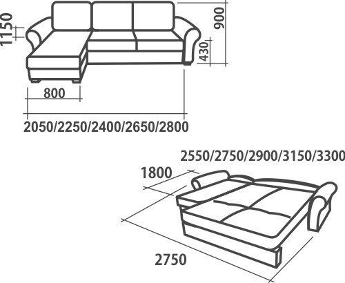 Угловой диван Аккордеон-1, 330 (круглые подлокотники) с коробом в Магадане - изображение 1