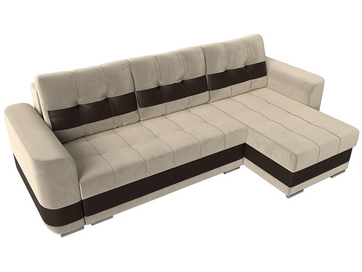 Угловой диван Честер, Бежевый/коричневый (вельвет/экокожа) в Магадане - изображение 3