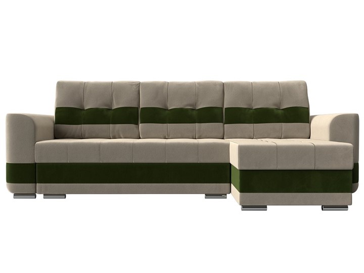 Угловой диван Честер, Бежевый/зеленый (вельвет) в Магадане - изображение 1