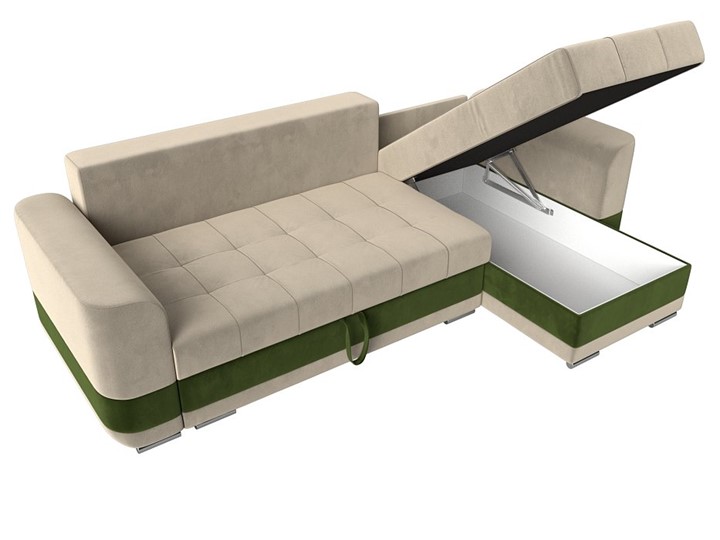 Угловой диван Честер, Бежевый/зеленый (вельвет) в Магадане - изображение 5