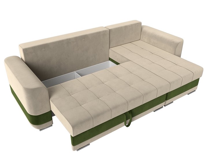 Угловой диван Честер, Бежевый/зеленый (вельвет) в Магадане - изображение 6