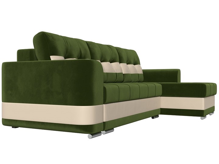 Угловой диван Честер, Бежевый/зеленый (вельвет/экокожа) в Магадане - изображение 2