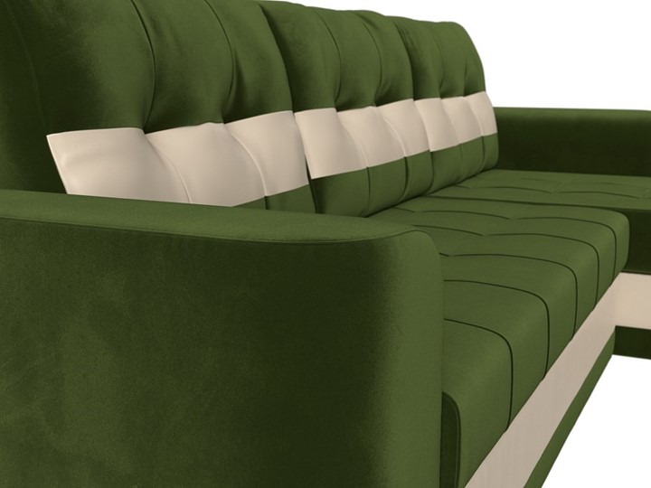 Угловой диван Честер, Бежевый/зеленый (вельвет/экокожа) в Магадане - изображение 3